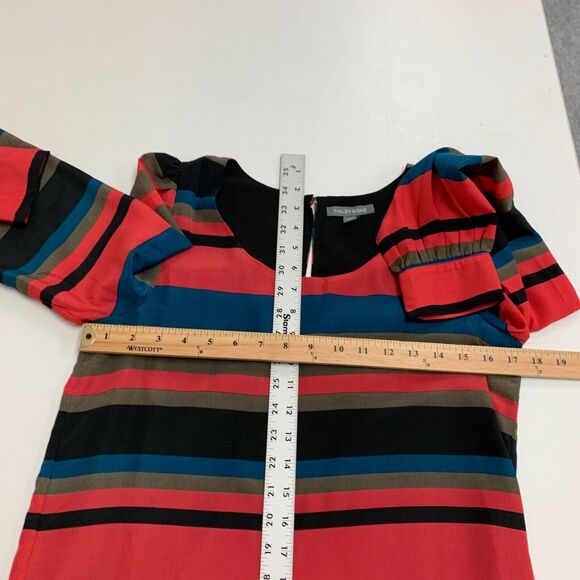 Tinley Road Stripe Shift Dress Womens S Small Puff Sleeves Keyhole Back Scoop - Picture 8 of 16
